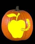 Apple and Worm Pumpkin Carving Pattern Preview