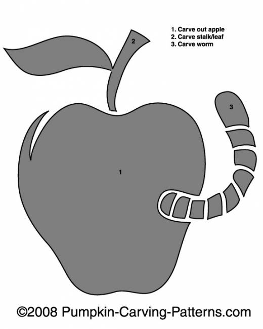 Apple and Worm Pumpkin Carving Pattern