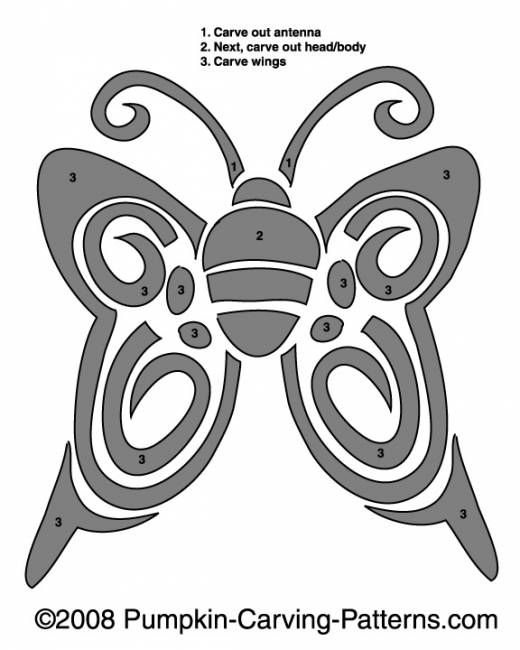 Beautiful Butterfly Pumpkin Carving Pattern