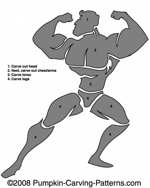 Body Builder Pumpkin Carving Pattern