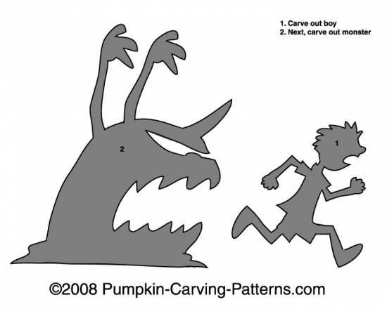 Boy Eating Monster Pumpkin Carving Pattern