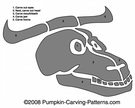 Buffalo Skull Pumpkin Carving Pattern