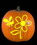 Bumble Bee and Flower Pumpkin Carving Pattern Preview