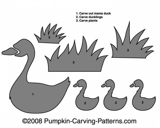 Duck Family Pumpkin Carving Pattern