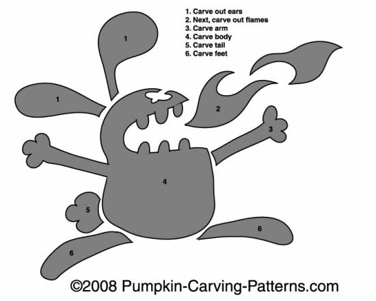 Fire Breathing Bunny Pumpkin Carving Pattern