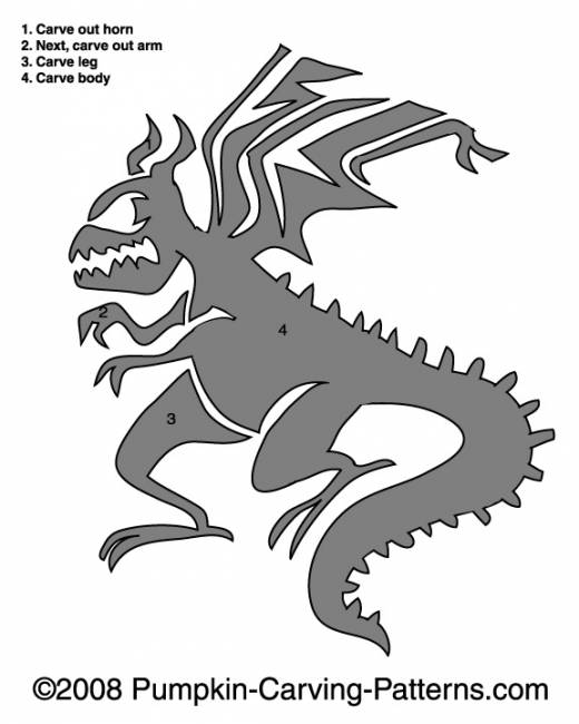 Fire Breathing Dragon Pumpkin Carving Pattern