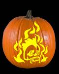Flaming Skull Pumpkin Carving Pattern Preview