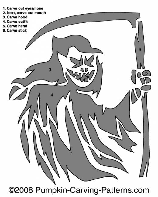 Grim Reaper Pumpkin Carving Stencils