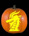 Horned Hairy Dragon Pumpkin Carving Pattern Preview