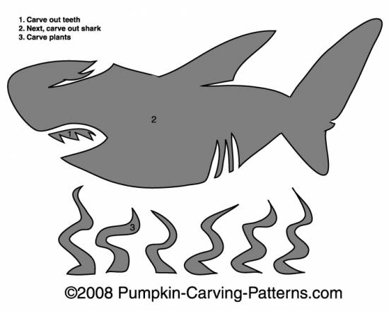 Killer Shark Pumpkin Carving Pattern