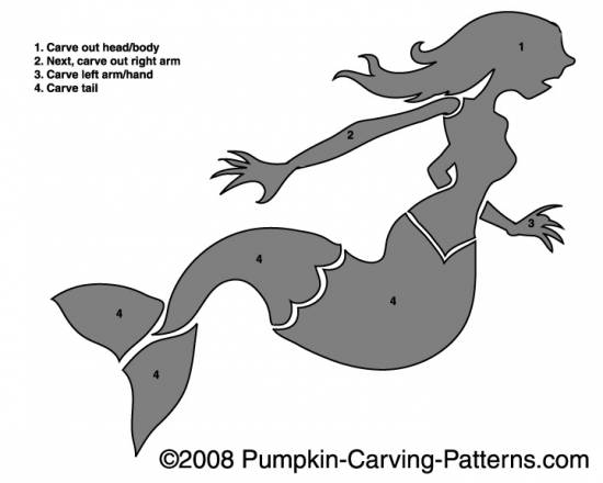 Mermaid Pumpkin Carving Pattern