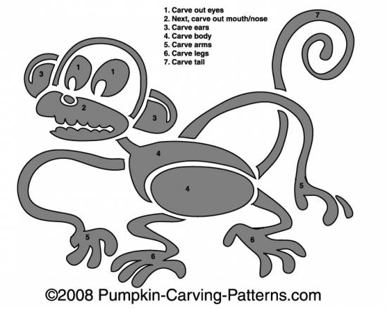 Morris the Monkey Pumpkin Carving Pattern