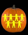 Paper People Chain Pumpkin Carving Pattern Preview