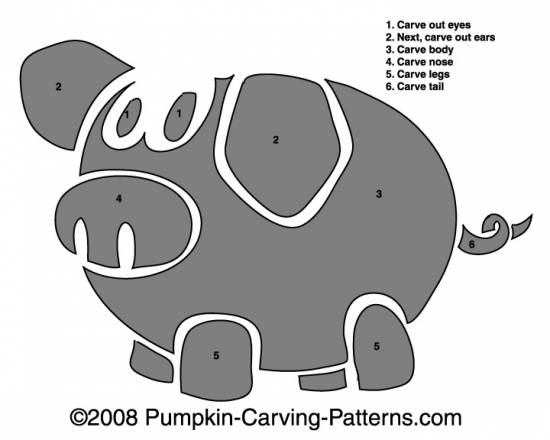 Plump Piggy Pumpkin Carving Pattern