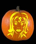 Scary Lady Pumpkin Carving Pattern Preview