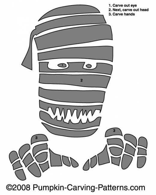 Scary Mummy Pumpkin Carving Pattern