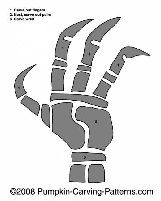 Skeleton Hand Pumpkin Carving Pattern