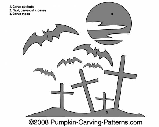 Spooky Graveyard Pumpkin Carving Pattern