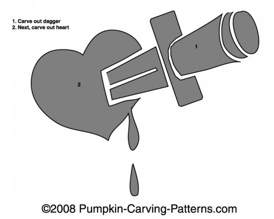 Stabbed in the Heart Pumpkin Carving Pattern