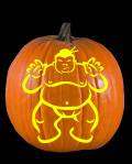 Sumo Wrestler Pumpkin Carving Pattern Preview