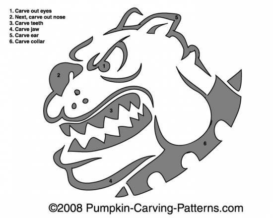 Vicious Bulldog Pumpkin Carving Pattern