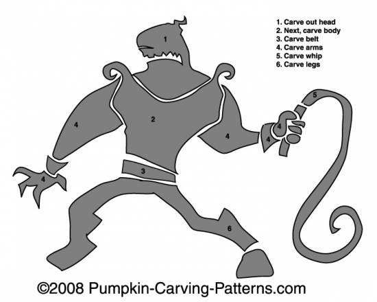 Whipping Warrior Pumpkin Carving Pattern