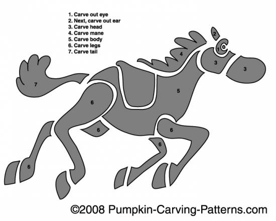 Wild Horse Pumpkin Carving Pattern